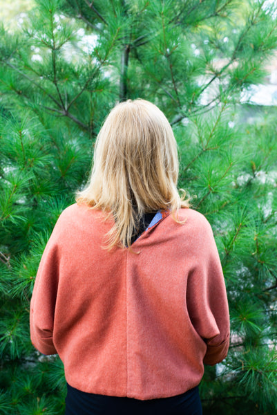 Orange and Blue Reversible Cashmere and Wool Cape