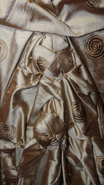 Gold Silk Shantung Long cocoon coat