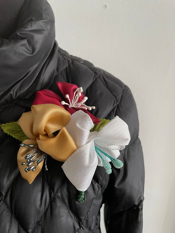 Ribbon Flower Brooches, Silk Flowers, and Holiday Corsages – NEENA ZEVE  DESIGNS
