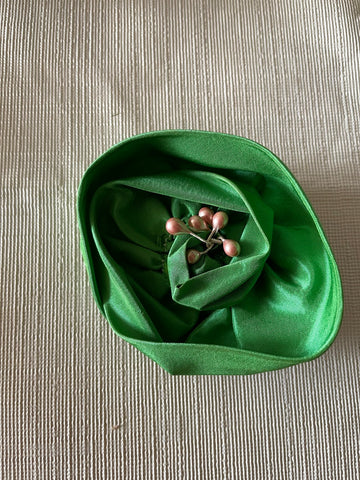 Kelly Green Silk Flower Brooch
