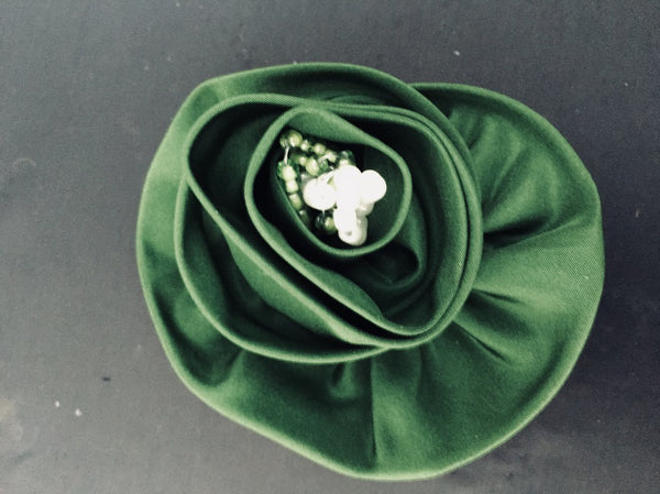 Large Green Silk Flower Brooch